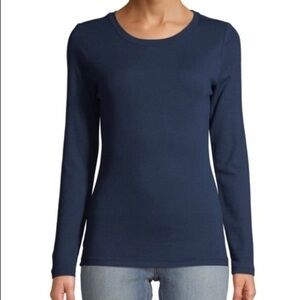 2 for $10 Time and Tru Robbed Long Sleeve Tees Green/Blue Womens Size Small